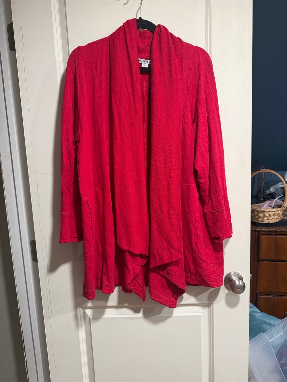 Athleta Red Pranayama Draped Open-Front Women's Cardigan